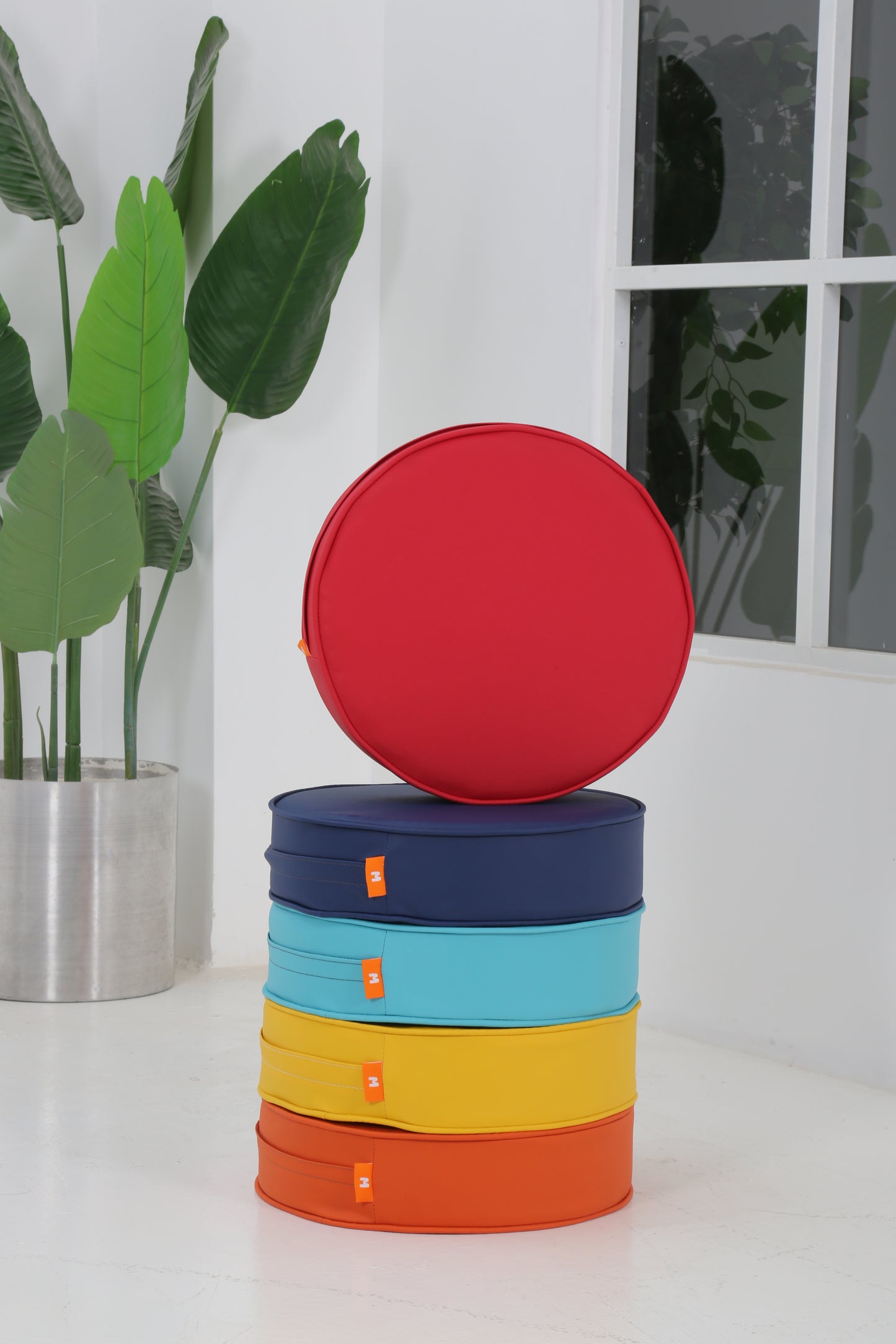 Deri Kumaş Blok Sünger Makaron Minder - Dörtlü Set 40 cm